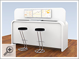 Corvum X2 - Beratungsstation mit Triple-Monitor Arbeitsplatz (Vorderseite)