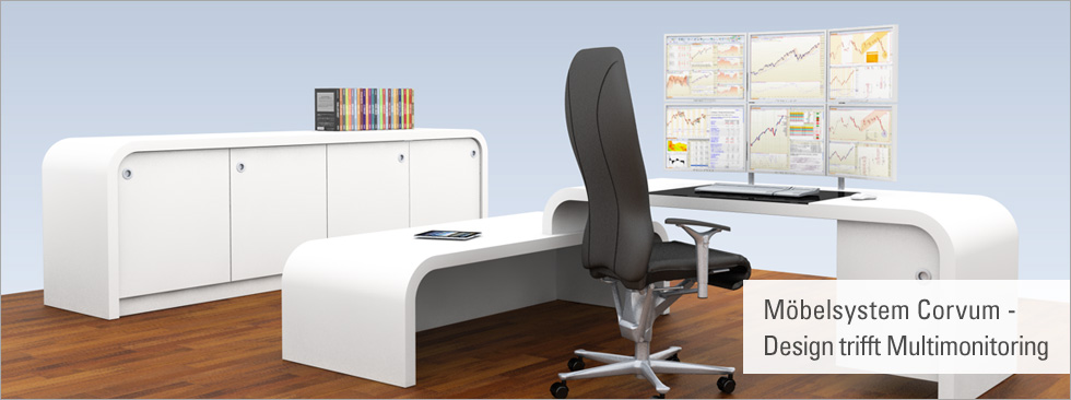 Möbelsystem Corvum - Design trifft Multimonitoring