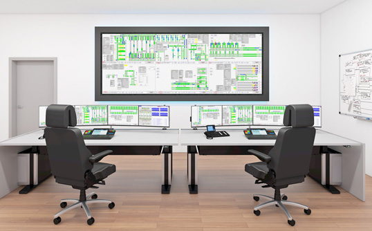 Kontrollraum mit ControlDesk Tischsystem