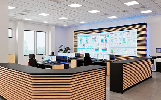 Leitwarte ControlDesk Tischsystem und Videowall