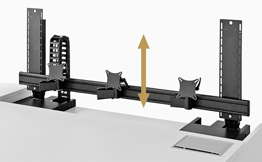 elektrisch höhenverstellbares Monitorträgersystem für Leitstand Tisch